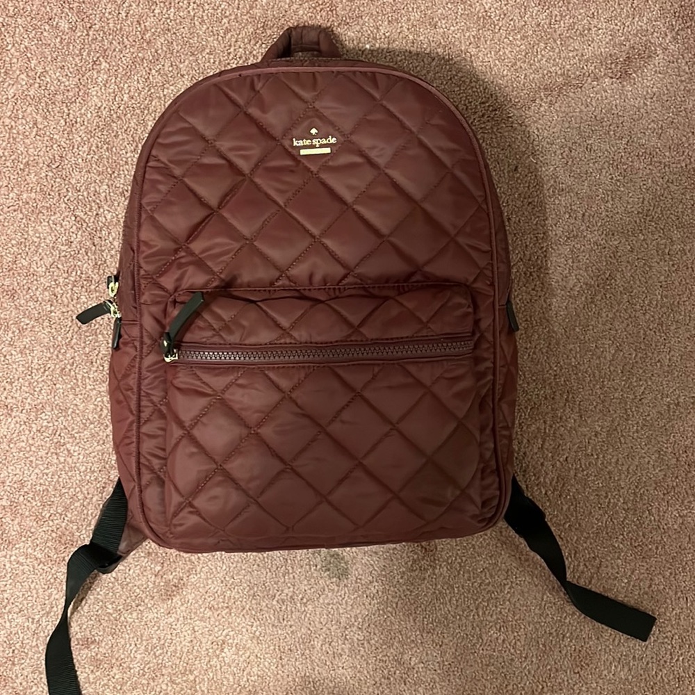 PREOWNED maroon Kate spade quilted backpack